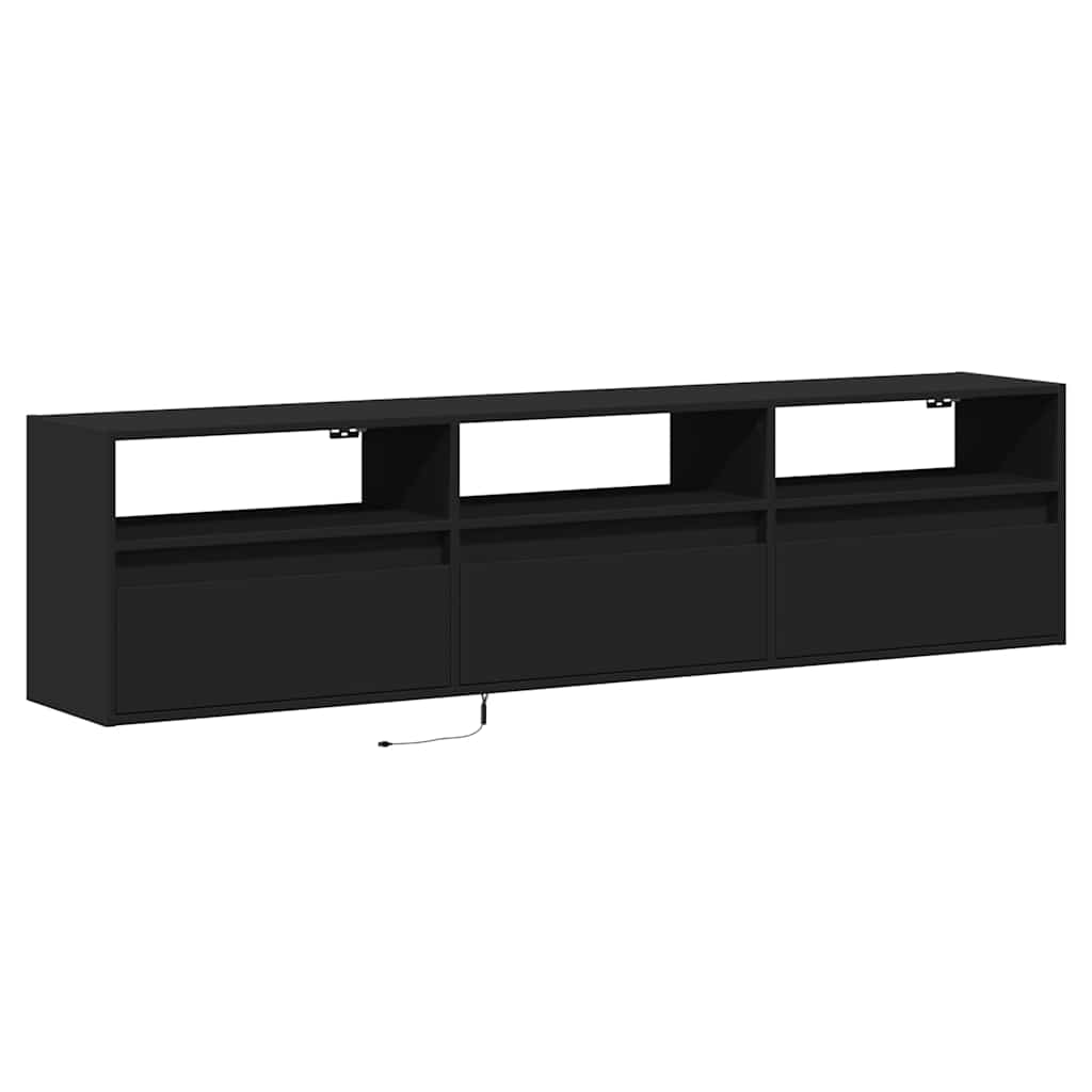 vidaXL Ντουλάπι Τηλεόρασης με LED Μαύρο 180x31x45 εκ.