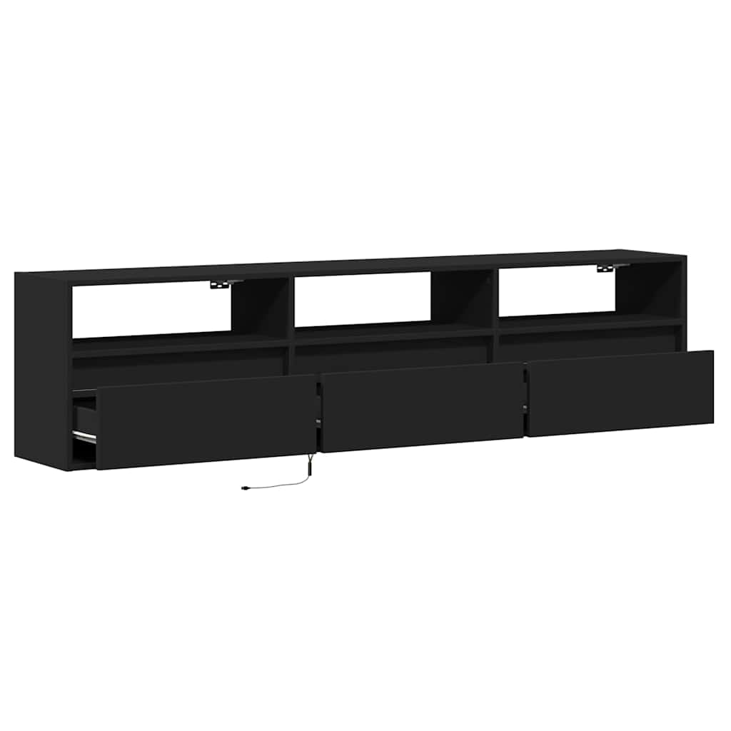 vidaXL Ντουλάπι Τηλεόρασης με LED Μαύρο 180x31x45 εκ.