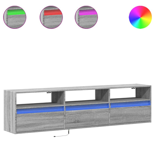 vidaXL Έπιπλο Τοίχου Τηλεόρασης με LED Γκρι Sonoma 180x31x45 εκ.