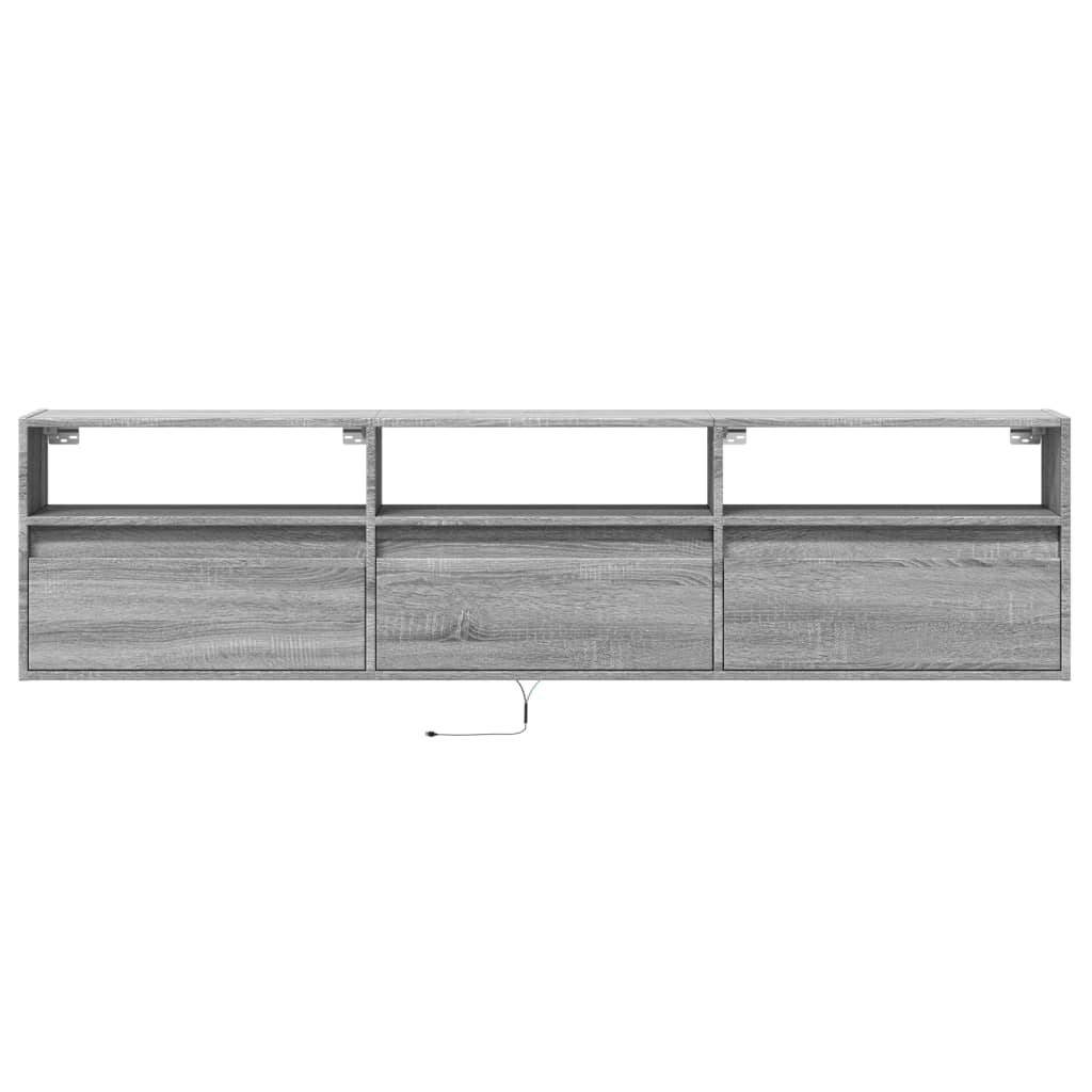 vidaXL Έπιπλο Τοίχου Τηλεόρασης με LED Γκρι Sonoma 180x31x45 εκ.