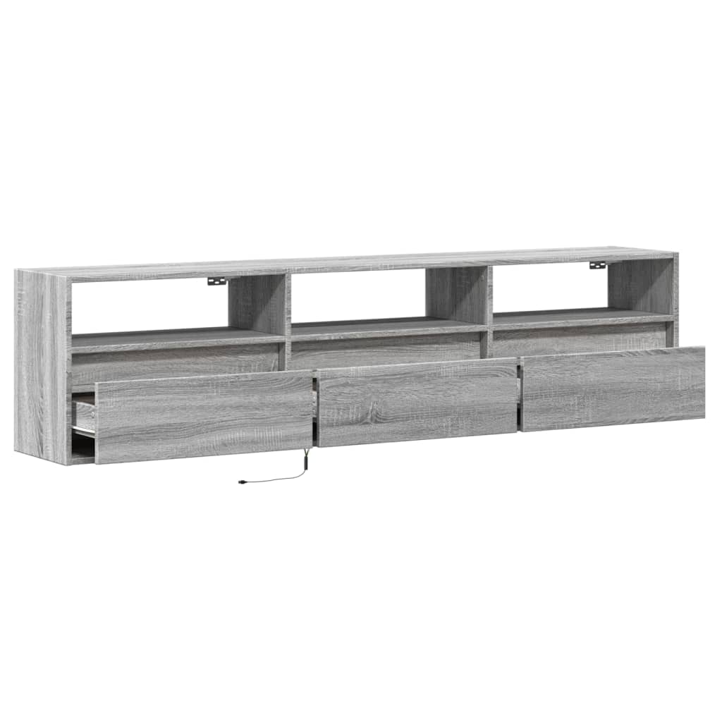 vidaXL Έπιπλο Τοίχου Τηλεόρασης με LED Γκρι Sonoma 180x31x45 εκ.