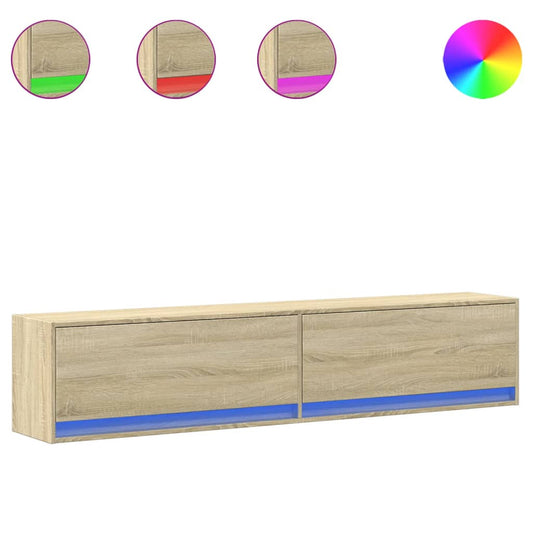 vidaXL Έπιπλο Τοίχου Τηλεόρασης με LED Sonoma Δρυς 180x31x38 εκ.