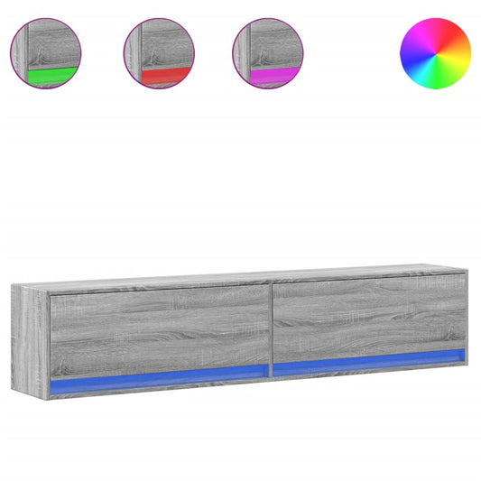 vidaXL Έπιπλο Τοίχου Τηλεόρασης με LED Γκρι Sonoma 180x31x38 εκ.