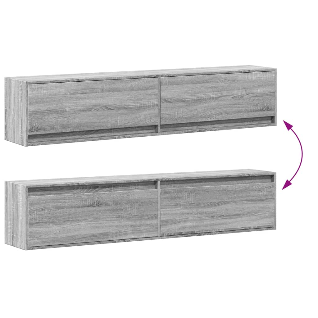 vidaXL Έπιπλο Τοίχου Τηλεόρασης με LED Γκρι Sonoma 180x31x38 εκ.