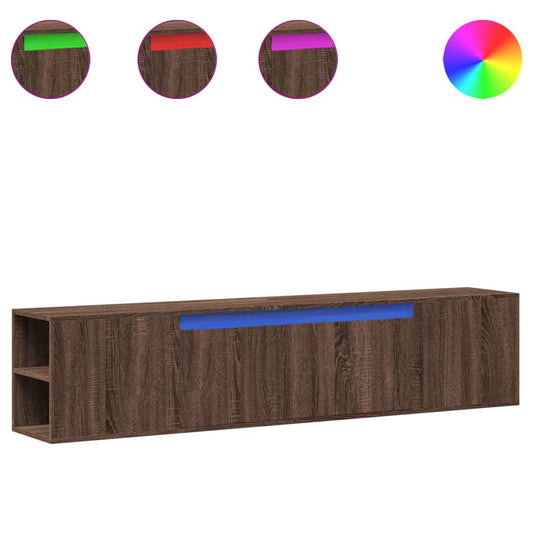 vidaXL Έπιπλο Τοίχου Τηλεόρασης με LED Καφέ Δρυς 180x31x39,5 εκ.