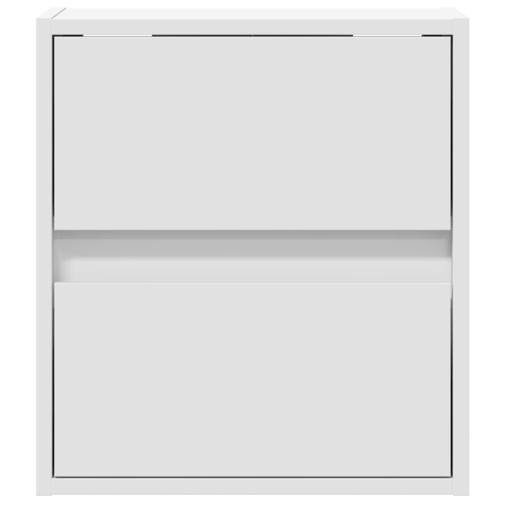 vidaXL Κομοδίνα Επιτοίχια με Φώτα LED 2 τεμ. Λευκά