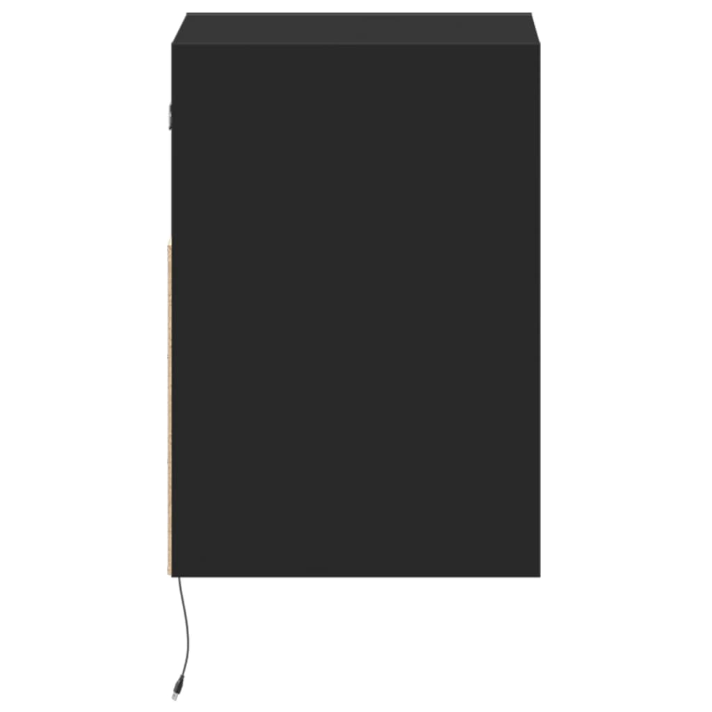 vidaXL Κομοδίνα Επιτοίχια με Φώτα LED 2 τεμ. Μαύρα