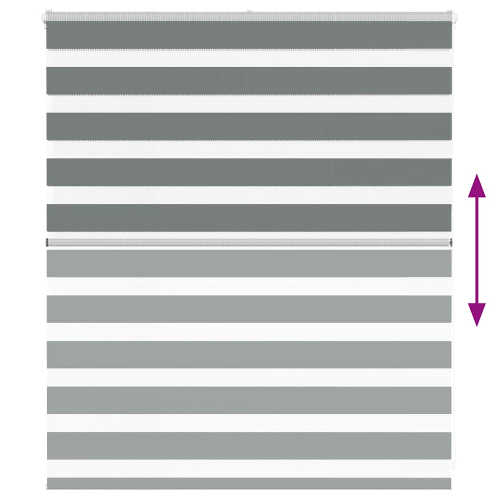 vidaXL Ζέβρα τυφλή Σκούρο Γκρι Πλάτος υφάσματος 125,9 εκ. Πολυεστέρας