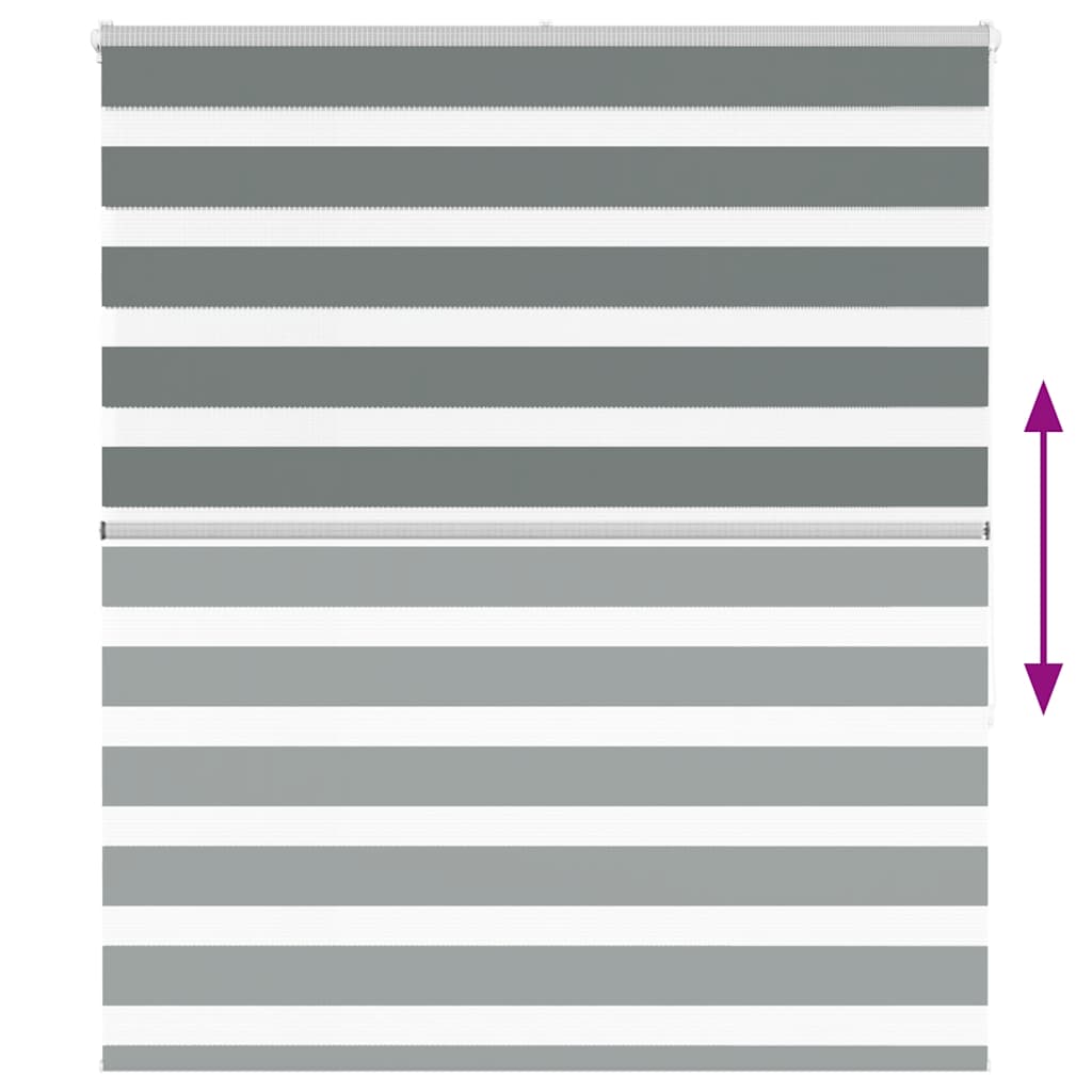 vidaXL Ζέβρα τυφλή Σκούρο Γκρι Πλάτος υφάσματος 130,9 εκ. Πολυεστέρας