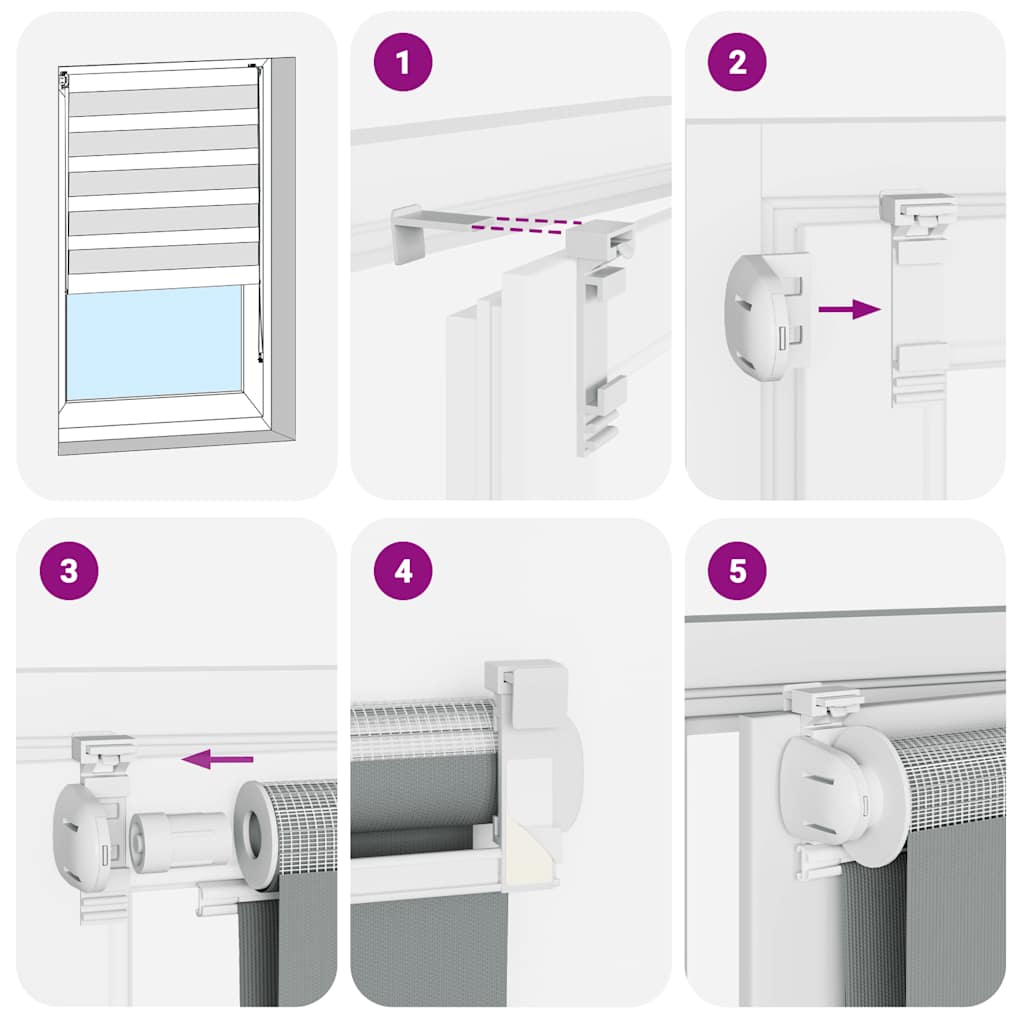 vidaXL Ζέβρα τυφλή Ανοιχτό Γκρι Πλάτος υφάσματος 90,9 εκ. Πολυεστέρας