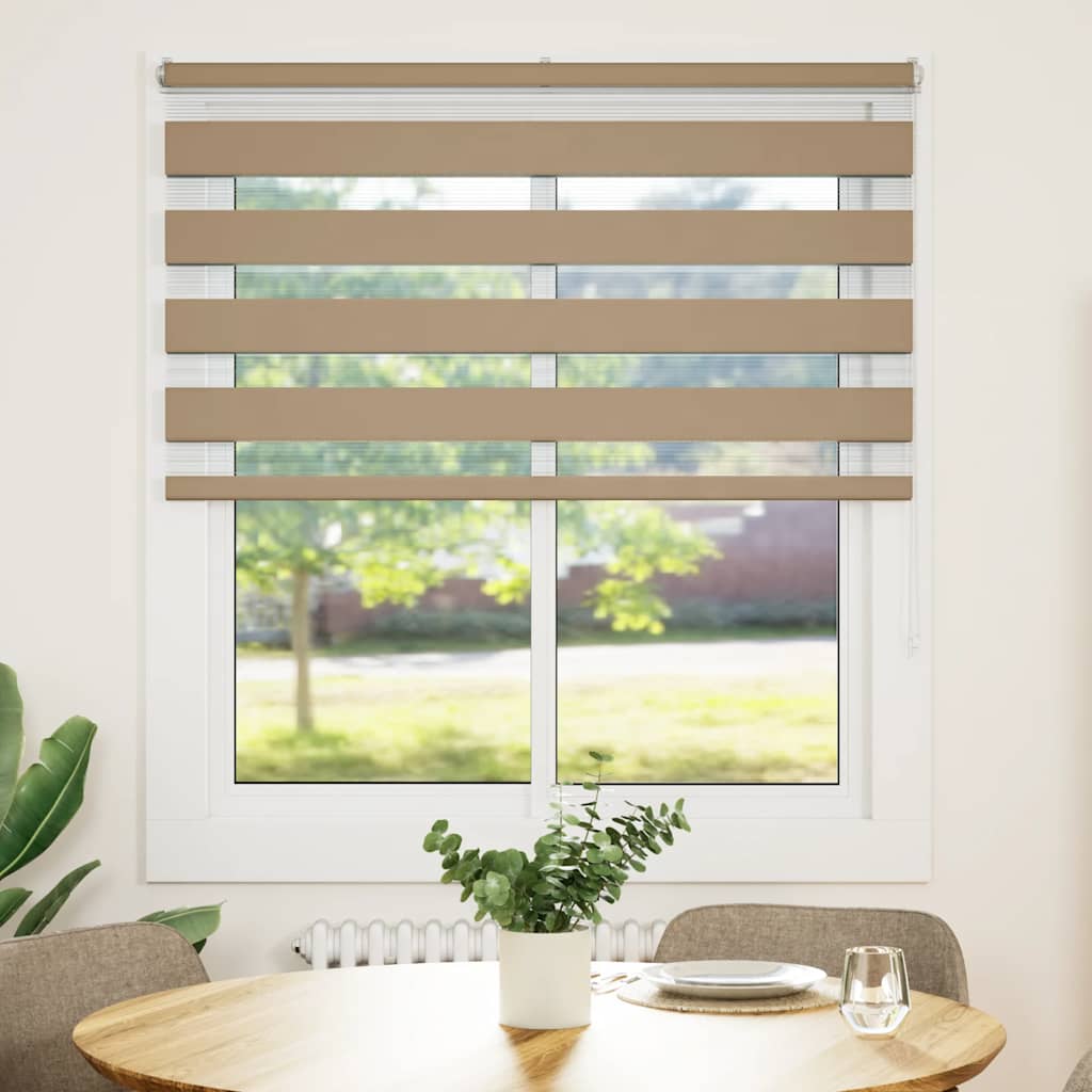 vidaXL Στόρι Ζέβρας Καφέ Άμμου 130x100 εκ. Πλάτος Υφάσματος 125,9 εκ. Πολυεστέρας