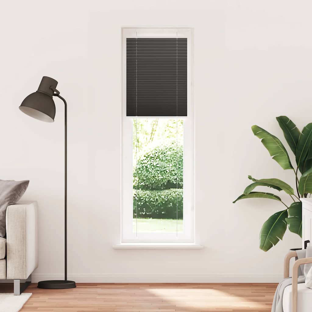 vidaXL Πλισέ Στόρι Μαύρο 65x200 εκ. Πλάτος Υφάσματος 64,4 εκ. Πολυεστέρας