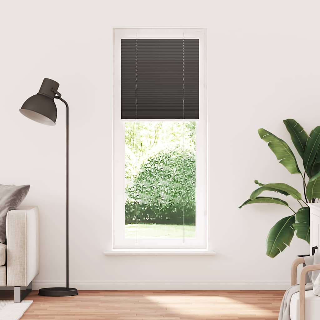 vidaXL Πλισέ Στόρι Μαύρο 75x200 εκ. Πλάτος Υφάσματος 74,4 εκ. Πολυεστέρας