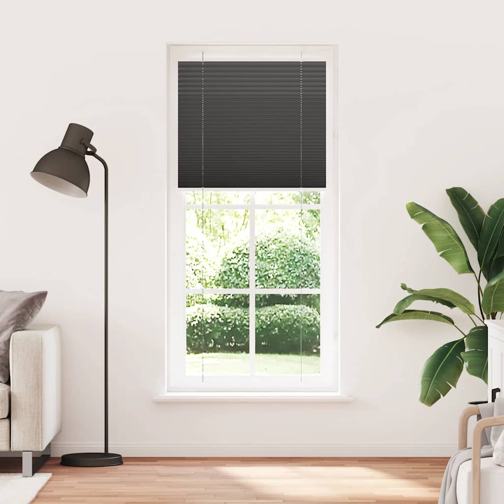 vidaXL Πλισέ περσίδα Μαύρο 85x200 cm Πλάτος υφάσματος 84,4 cm