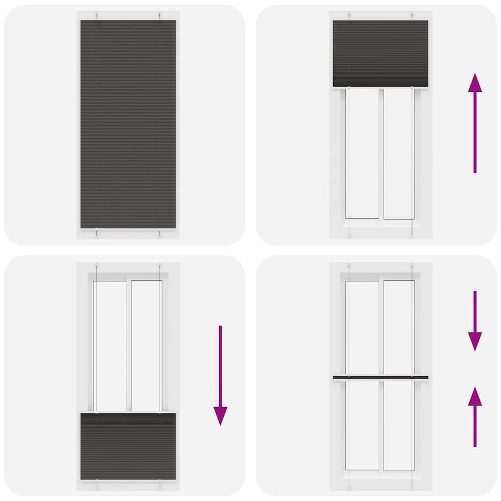vidaXL Πλισέ περσίδα Μαύρο 85x200 cm Πλάτος υφάσματος 84,4 cm