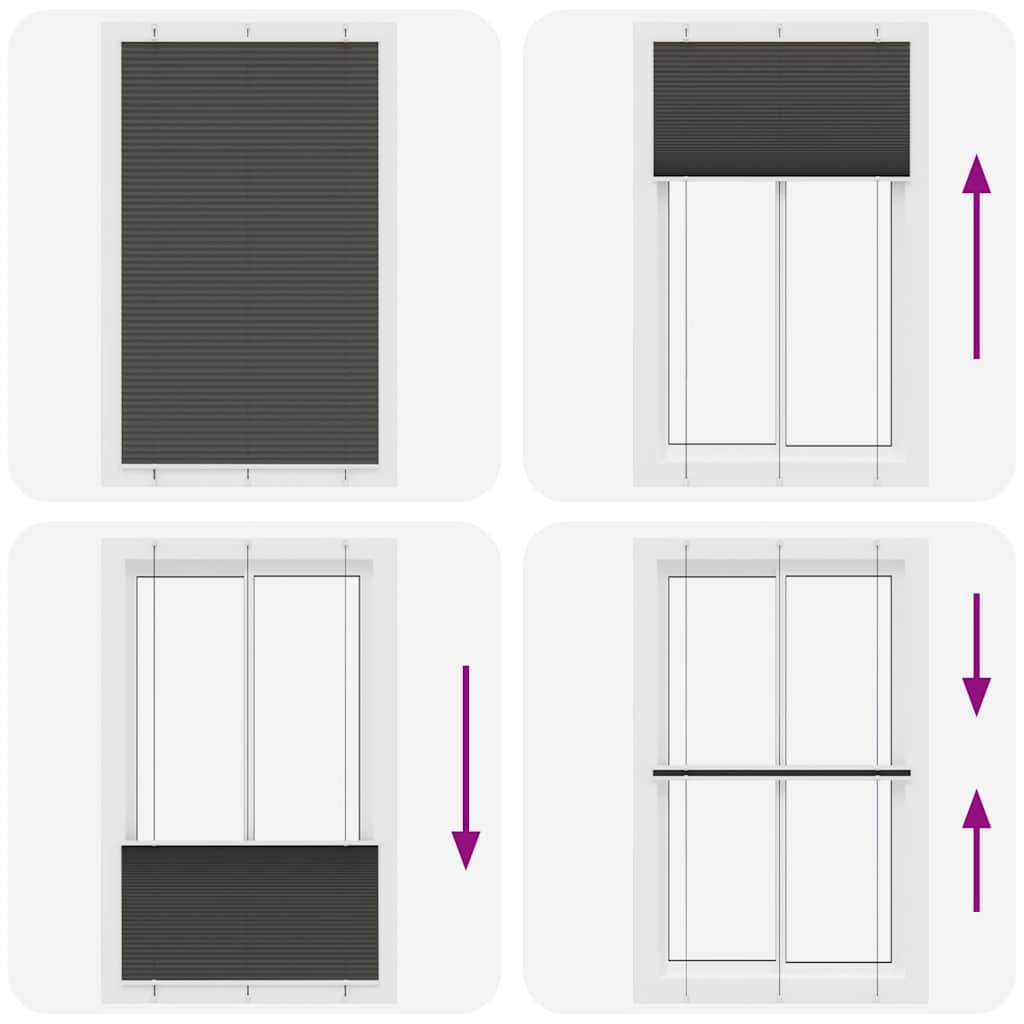 vidaXL Πλισέ περσίδα Μαύρο 115x200 cm Πλάτος υφάσματος 114,4 cm