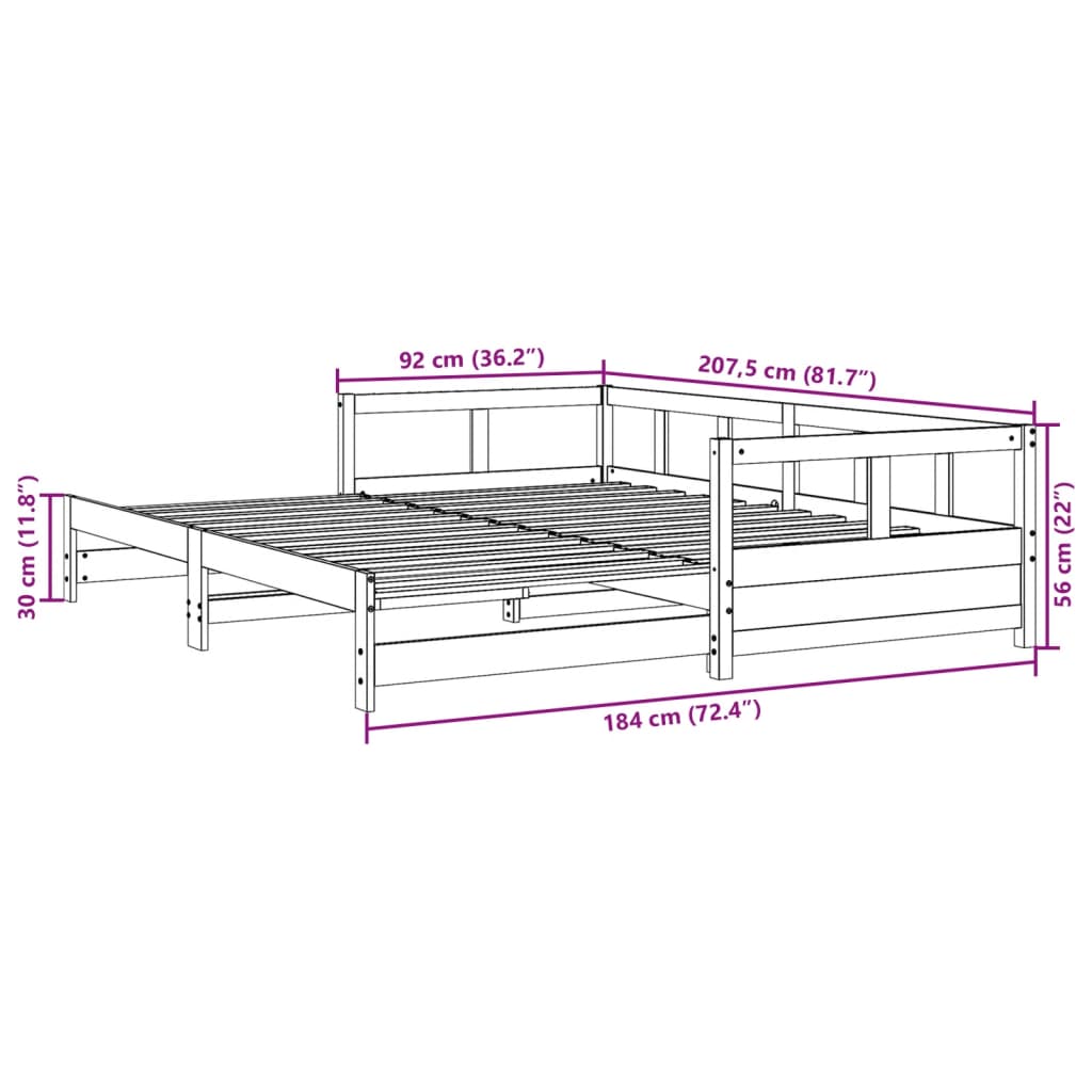 vidaXL Καναπές Κρεβάτι Χωρίς Στρώμα Λευκό 90x200 εκ. Μασίφ Ξύλο Πεύκου