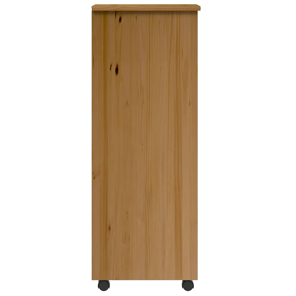 vidaXL Ντουλάπι Κυλιόμενο με Συρτάρια MOSS Μελί Καφέ Μασίφ Ξύλο Πεύκου