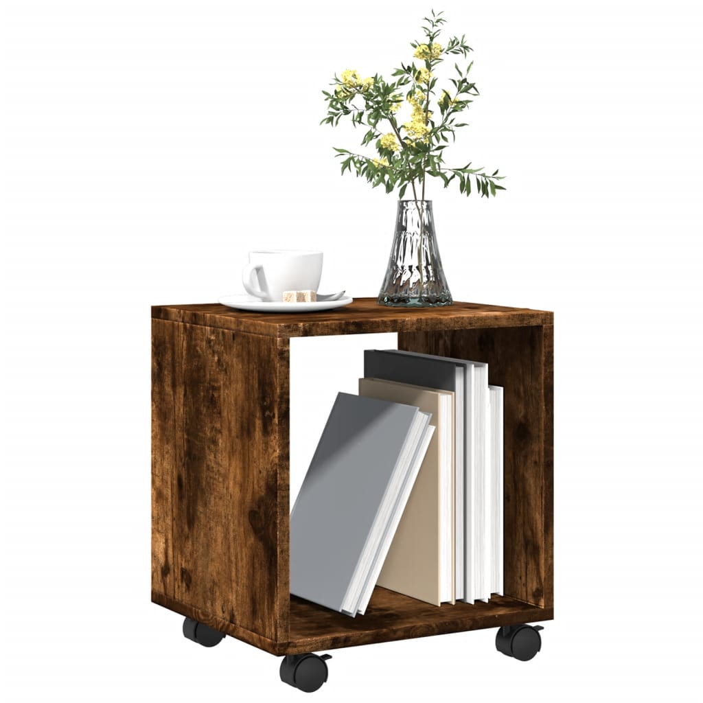 vidaXL Ντουλάπι Με Ροδάκια Καπνιστή Δρυς 37x33x42,5 εκ. Επεξ. Ξύλο