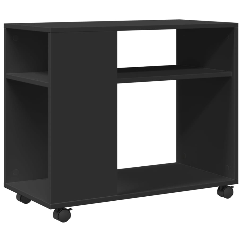 vidaXL Βοηθητικό Τραπέζι με Ρόδες Μαύρο 70x35x60 εκ. Επεξ. Ξύλο