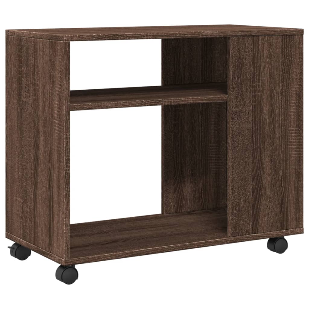 vidaXL Βοηθητικό Τραπέζι με Ρόδες Καφέ Δρυς 70x35x60 εκ. Επεξ. Ξύλο