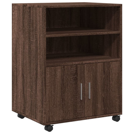 vidaXL Ντουλάπι Με Ροδάκια Καφέ Δρυς 60x48x81 εκ. Επεξεργασμένο Ξύλο