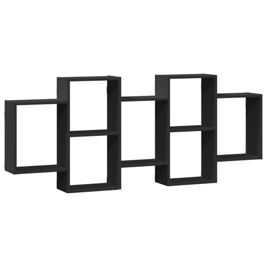 vidaXL Ραφιέρα Τοίχου Μαύρο 159x18x65 εκ. από Επεξεργασμένο Ξύλο