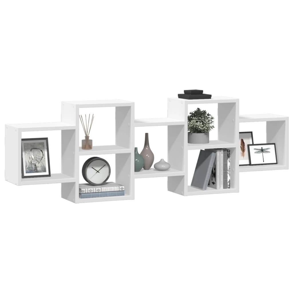 vidaXL Ραφιέρα Τοίχου Λευκό 129x18x42 εκ. από Επεξεργασμένο Ξύλο