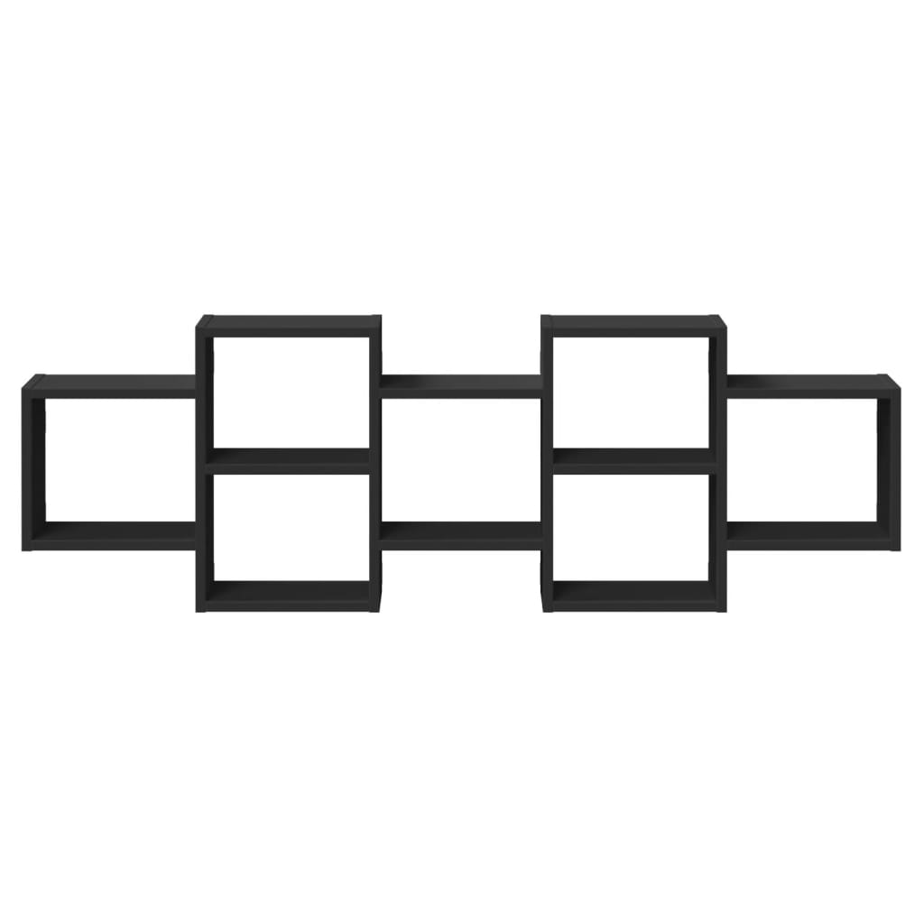 vidaXL Ραφιέρα Τοίχου Μαύρο 129x18x42 εκ. από Επεξεργασμένο Ξύλο