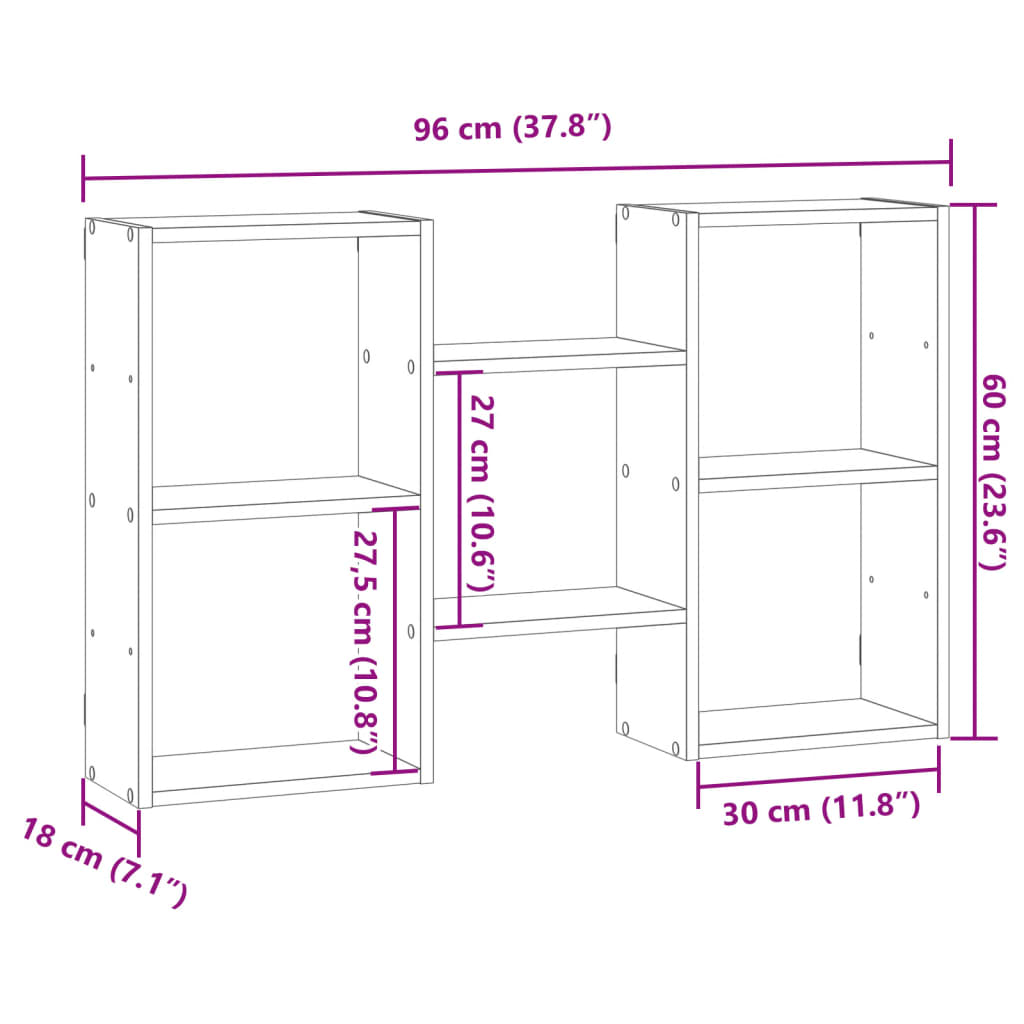 vidaXL Ραφιέρα Τοίχου Sonoma Δρυς 96x18x60 εκ. από Επεξεργασμένο Ξύλο