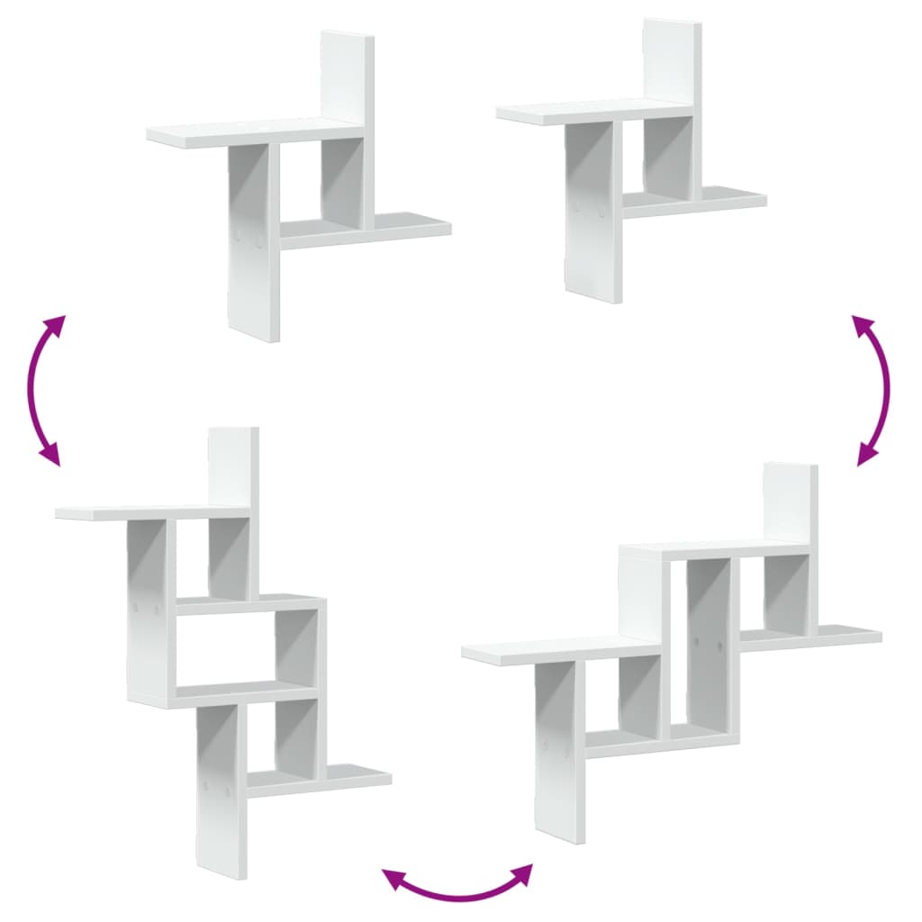 vidaXL Ραφιέρες Τοίχου 2 τεμ. Λευκές 38x12x38 εκ. από Επεξ. Ξύλο