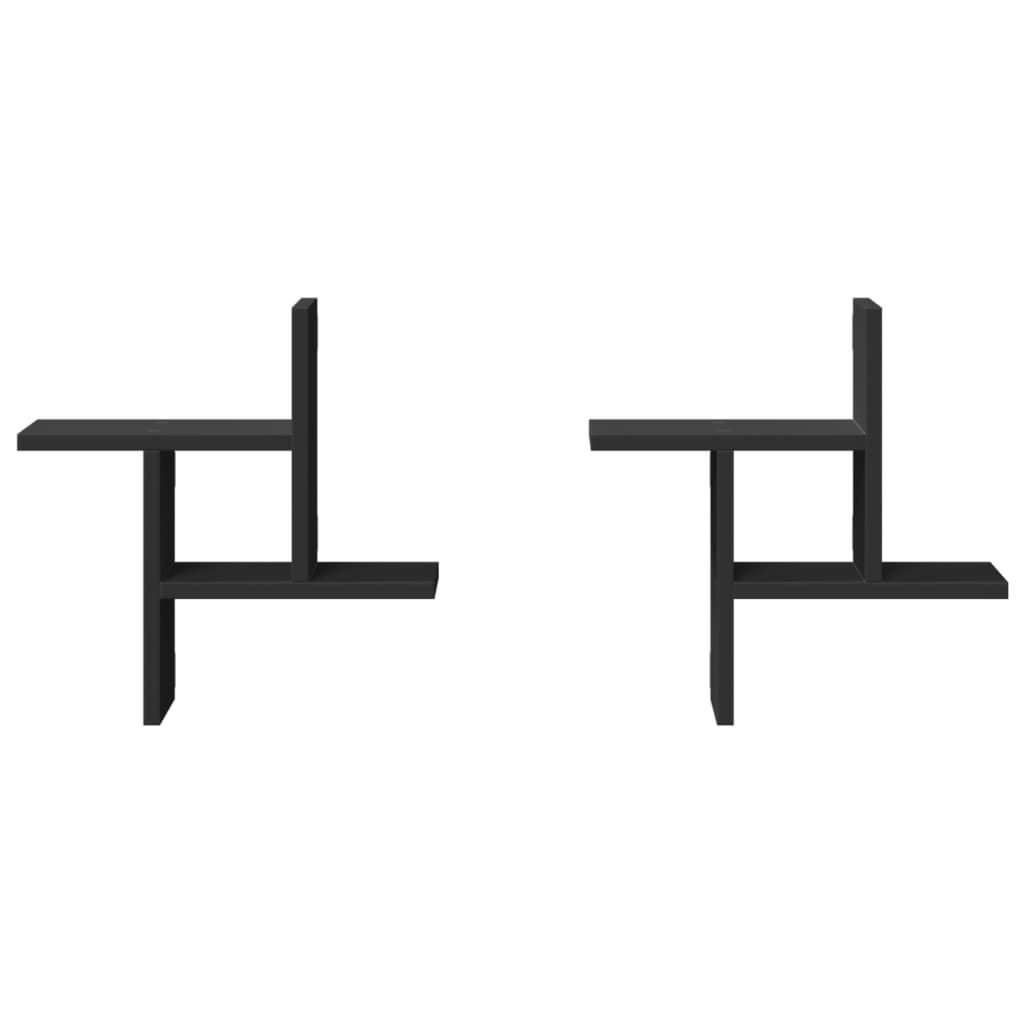 vidaXL Ραφιέρες Τοίχου 2 τεμ. Μαύρες 38x12x38 εκ. από Επεξ. Ξύλο