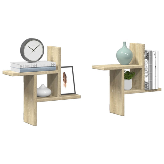 vidaXL Ραφιέρες Τοίχου 2 τεμ. Sonoma Δρυς 38x12x38 εκ. από Επεξ. Ξύλο
