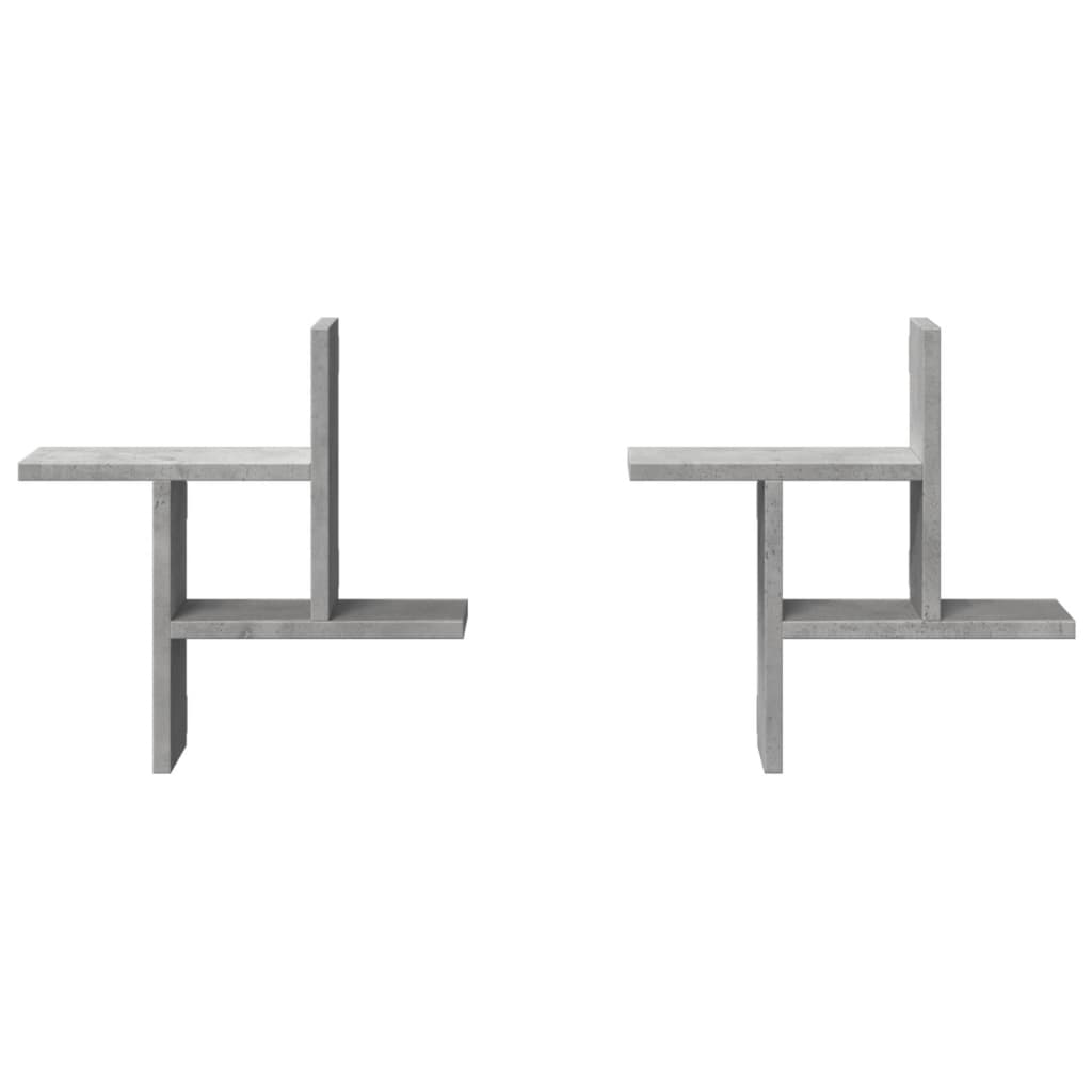 vidaXL Ραφιέρες Τοίχου 2 τεμ. Γκρι Σκυροδ. 38x12x38εκ. από Επεξ. Ξύλο