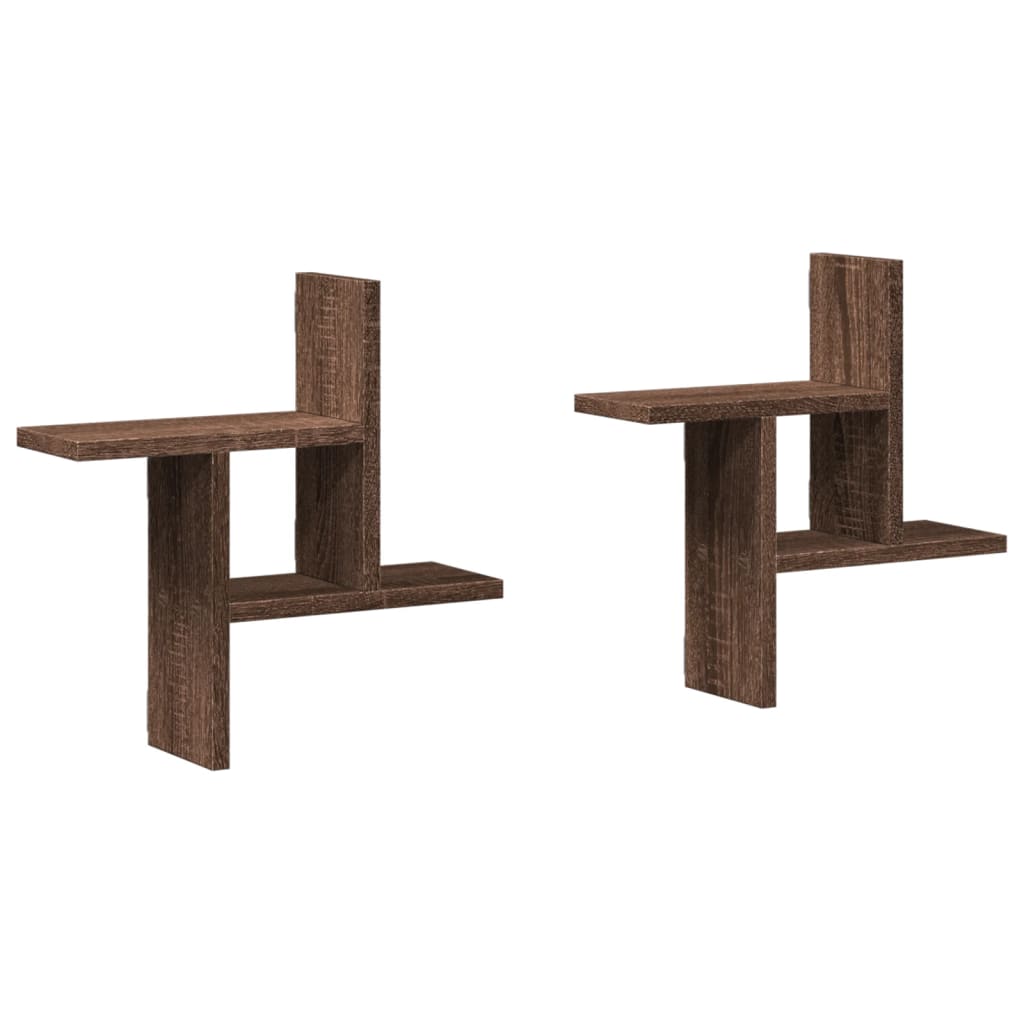 vidaXL Ραφιέρες Τοίχου 2 τεμ. Καφέ Δρυς 38x12x38εκ. Επεξεργασμένο Ξύλο