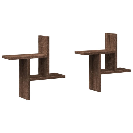 vidaXL Ραφιέρες Τοίχου 2 τεμ. Καφέ Δρυς 38x12x38εκ. Επεξεργασμένο Ξύλο
