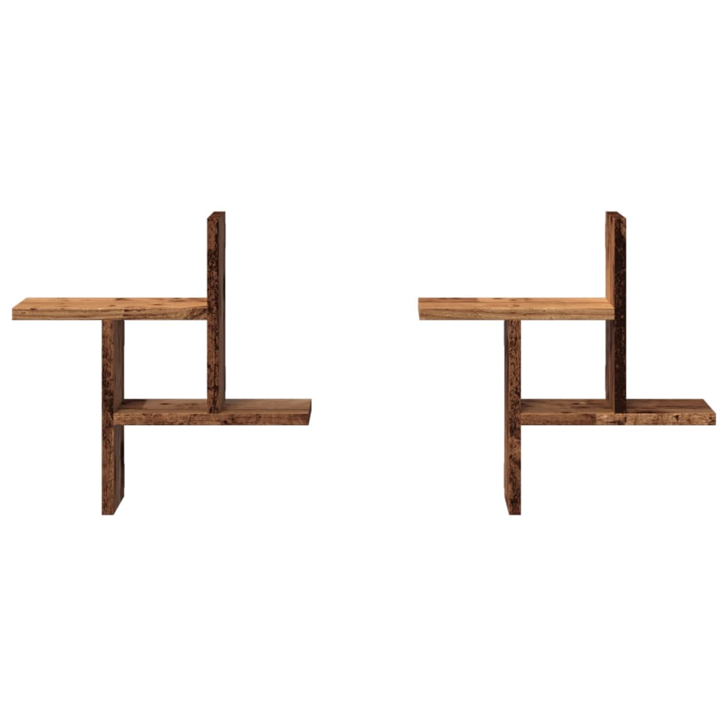 vidaXL Ραφιέρες Τοίχου 2 τεμ. Όψη Παλαιού Ξύλου 38x12x38εκ. Επεξ. Ξύλο