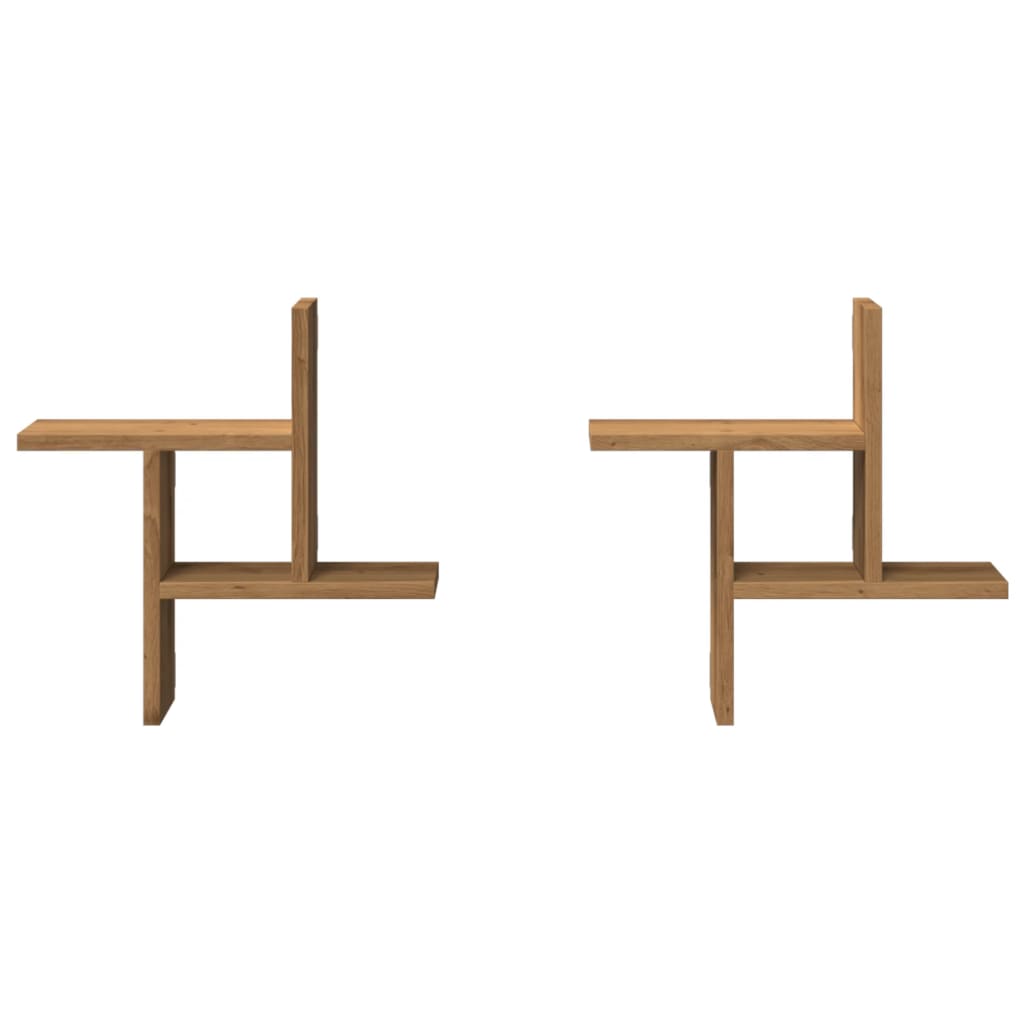 vidaXL Ραφιέρες Τοίχου 2 τεμ. Αρτισιανή Δρυς 38x12x38 εκ. Επεξ. Ξύλο