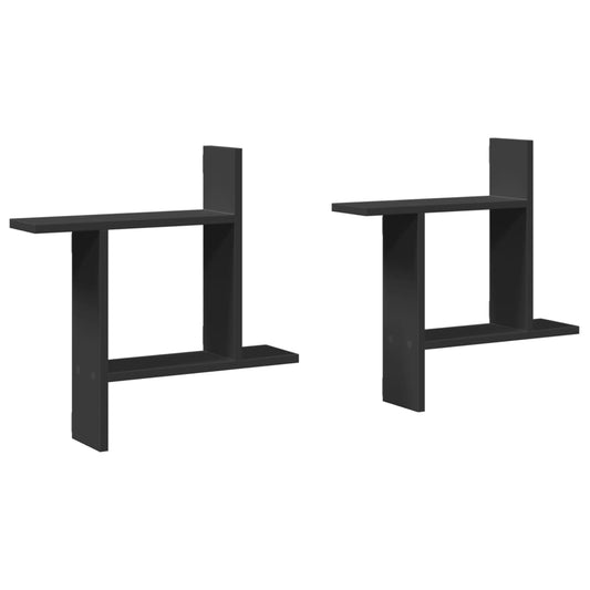 vidaXL Ραφιέρες Τοίχου 2 τεμ. Μαύρες 50x12x50 εκ. από Επεξ. Ξύλο