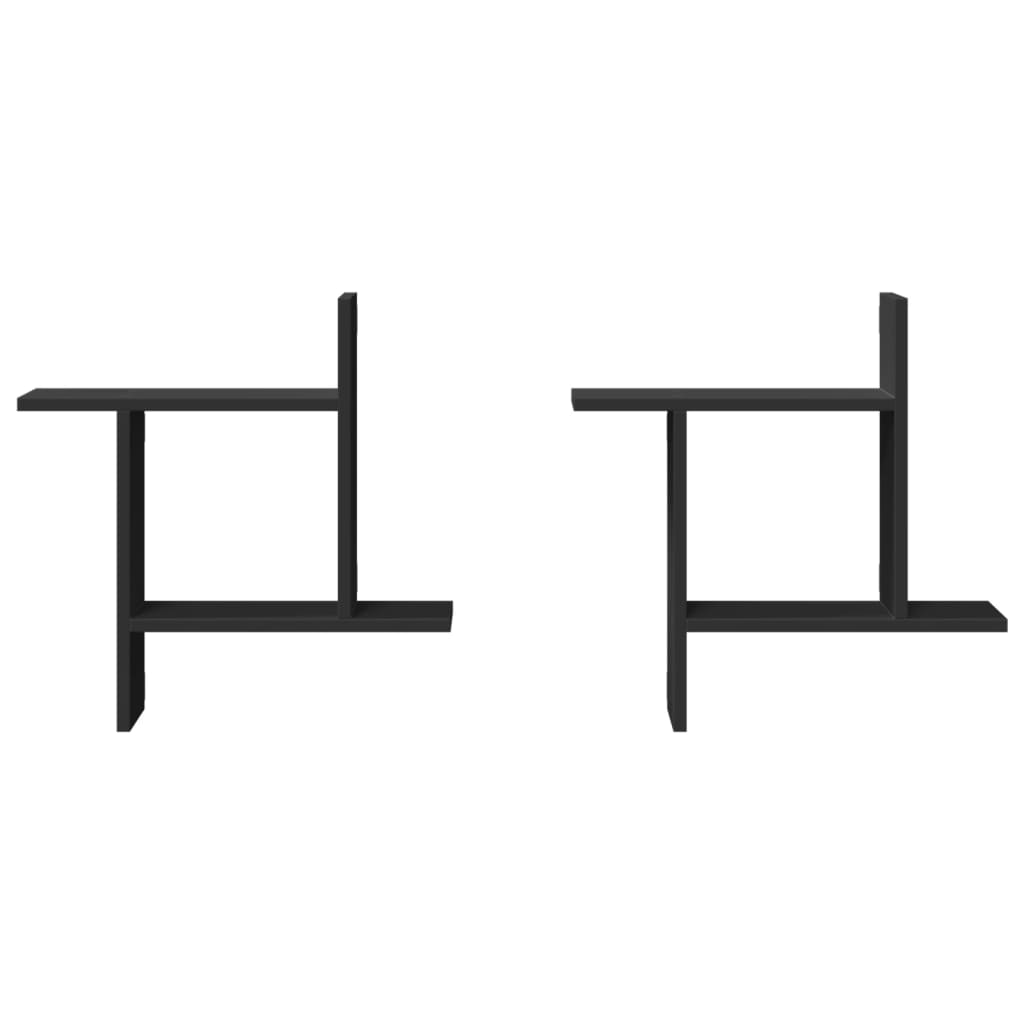 vidaXL Ραφιέρες Τοίχου 2 τεμ. Μαύρες 50x12x50 εκ. από Επεξ. Ξύλο