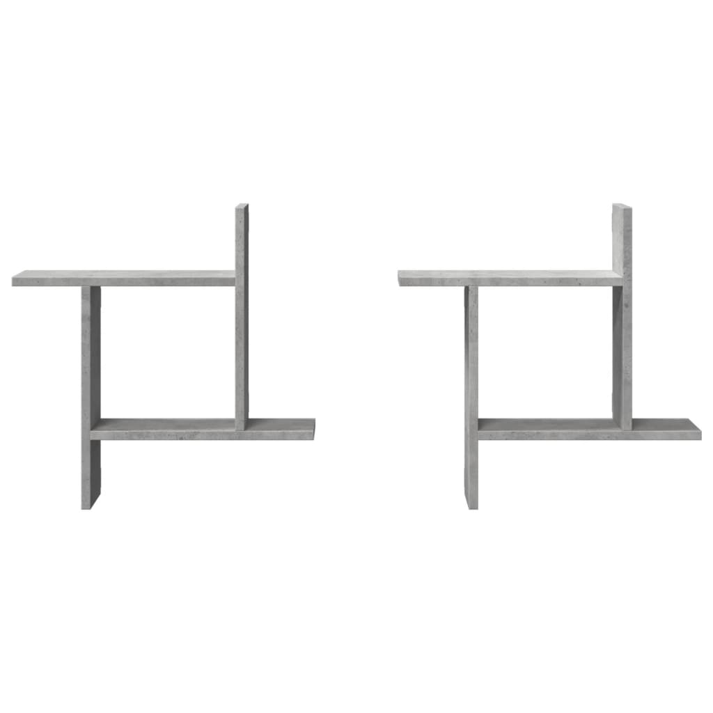 vidaXL Ραφιέρες Τοίχου 2 τεμ. Γκρι Σκυροδ. 50x12x50εκ. από Επεξ. Ξύλο