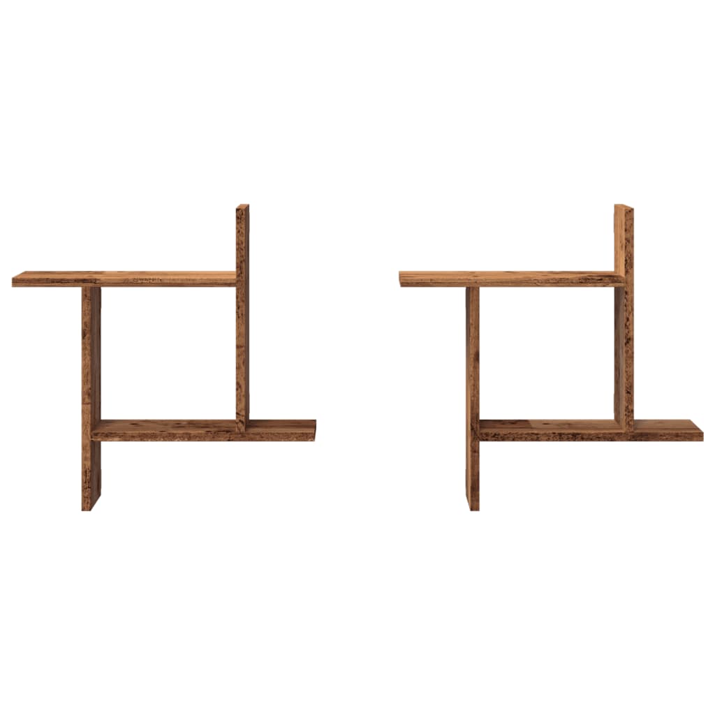 vidaXL Ραφιέρες Τοίχου 2 τεμ. Όψη Παλαιού Ξύλου 50x12x50εκ. Επεξ. Ξύλο