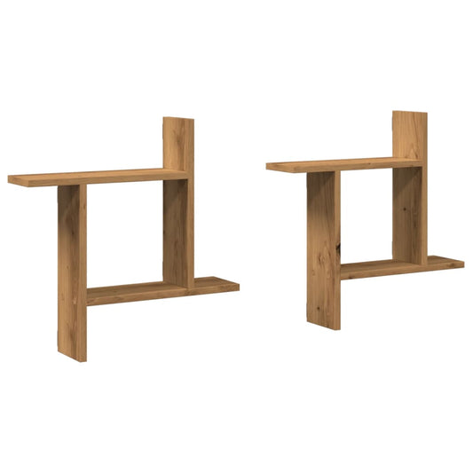 vidaXL Ραφιέρες Τοίχου 2 τεμ. Αρτισιανή Δρυς 50x12x50 εκ. Επεξ. Ξύλο