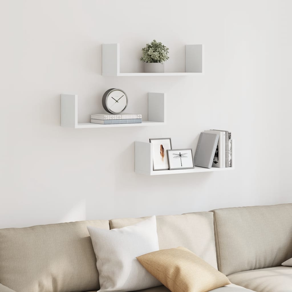 vidaXL Ραφιέρες Τοίχου 3 τεμ. Λευκές 58x18x18 εκ. από Επεξ. Ξύλο