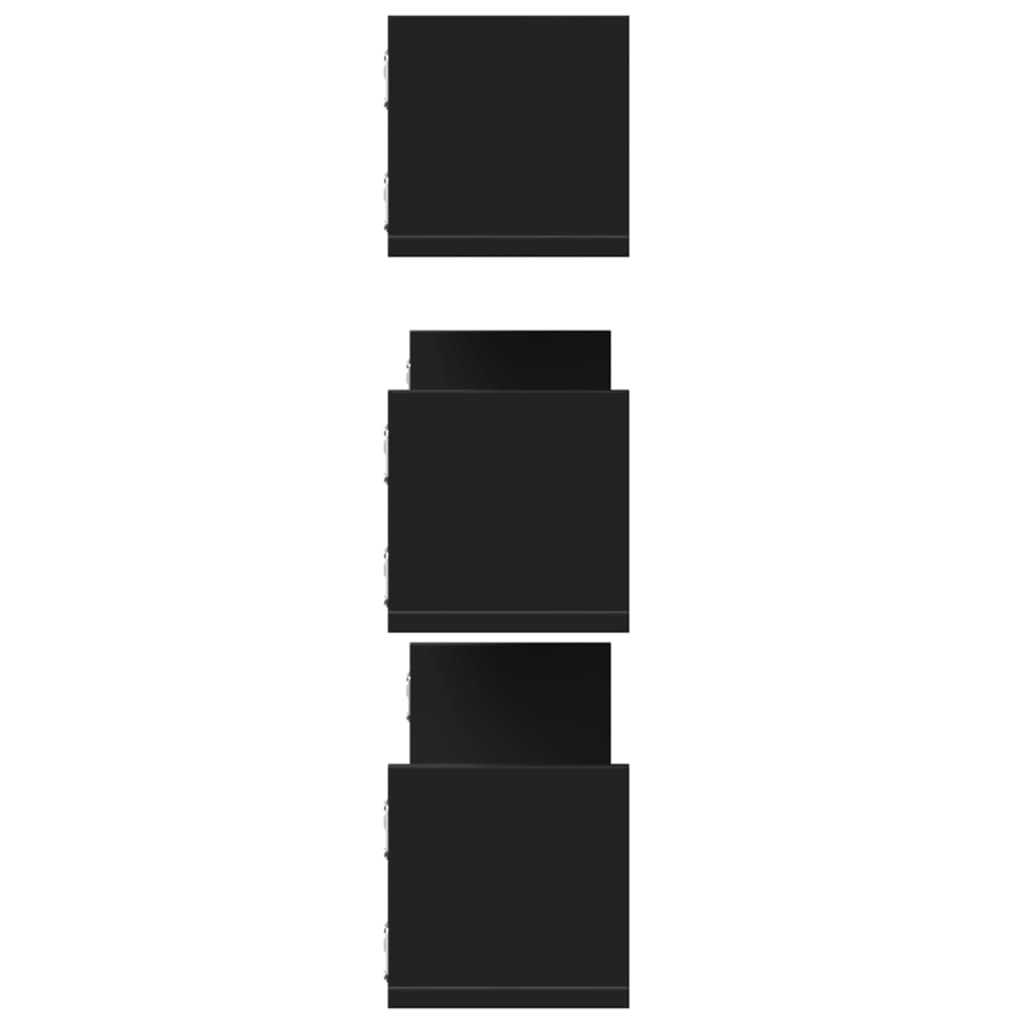 vidaXL Ραφιέρες Τοίχου 3 τεμ. Μαύρες 80x18x18 εκ. από Επεξ. Ξύλο