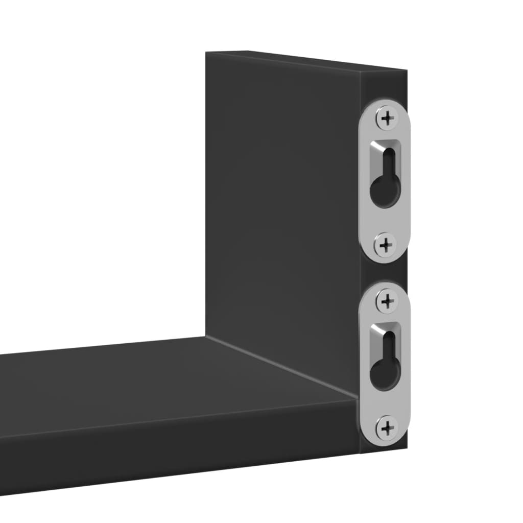 vidaXL Ράφια Τοίχου 3 τεμ. Μαύρο από Επεξ. Ξύλο