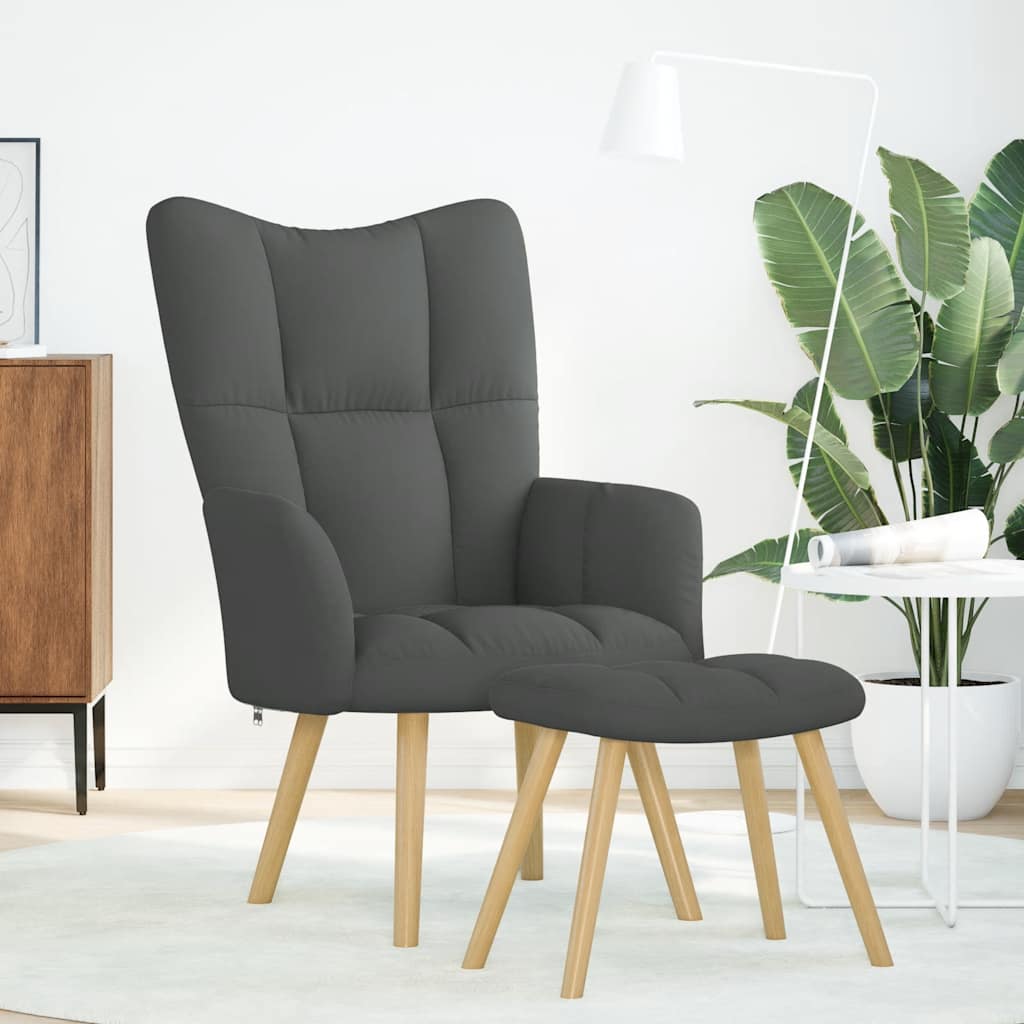 vidaXL Πολυθρόνα Relax Σκούρο Γκρι Υφασμάτινη με Υποπόδιο