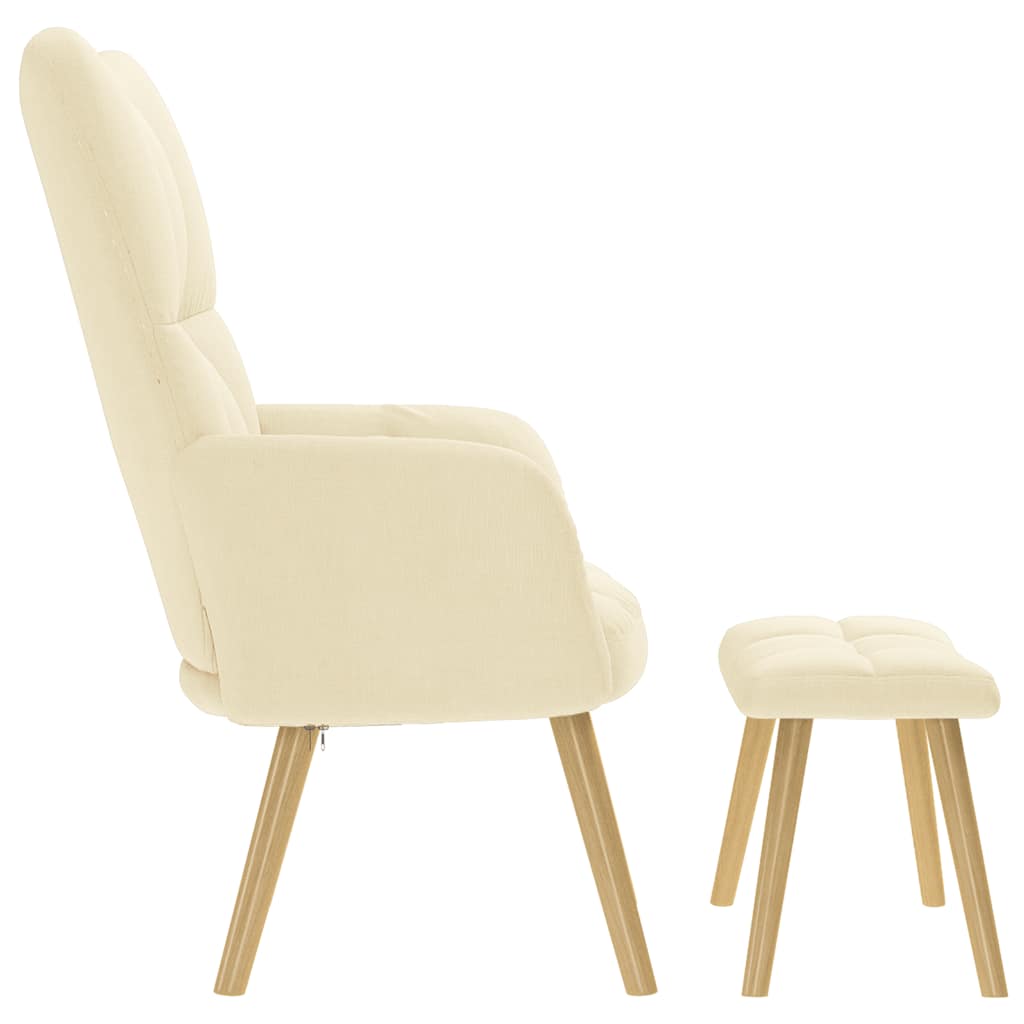 vidaXL Πολυθρόνα Relax Κρεμ Υφασμάτινη με Υποπόδιο