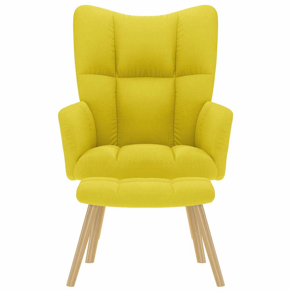 vidaXL Καρέκλα χαλάρωσης με υποπόδιο ανοιχτό κίτρινο ύφασμα