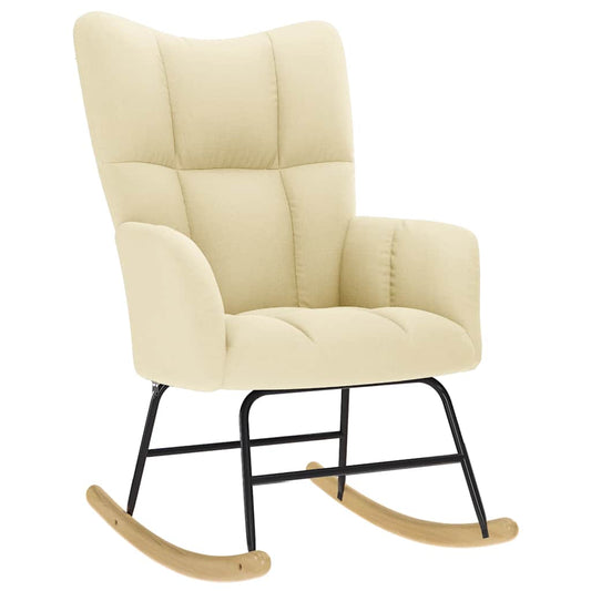 vidaXL Κουνιστή Πολυθρόνα Κρεμ Υφασμάτινη